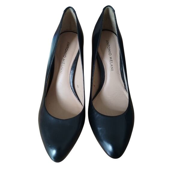 Antonio MELANI Women's size 6½M Paton Leather Black Classic Old Money Pump Heel - Picture 2 of 7